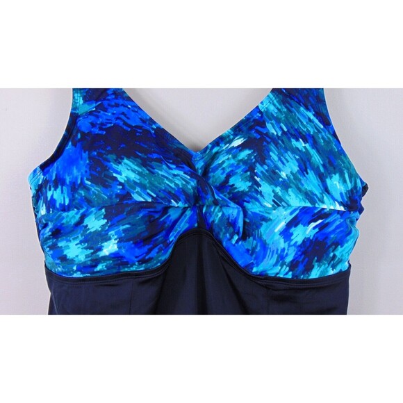 Swim Suits For All Bathing Suit Size 18 One Piece Dress Padded Black / Blue SWIM - Picture 2 of 8